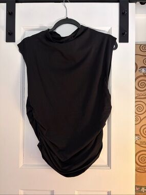 Maeve Black Draped Sleeveless Tank Top